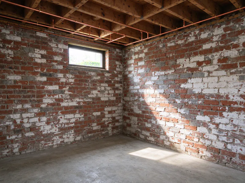 New copper water lines strapped along the joists of the same two-flat basement corner, the old galvanized main gone